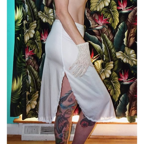 Vintage White Shadowline Half Slip S pinup retro undergarment lace slip skirt - Picture 5 of 10